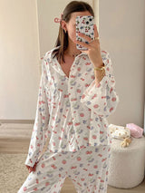 Cozy Sweet Fruit Print Pajama Set