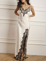 Lace Trim Split Maxi Dress