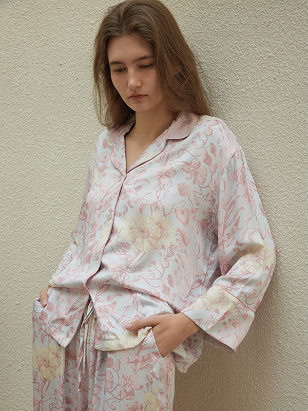 Long Sleeve Floral Printed Pajama Set
