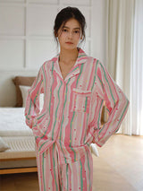 Kafiloe Colorful Striped Long Sleeve Pajama Set