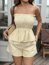 One Shoulder Striped Crop Top & Shorts Set