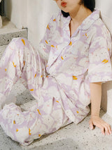 Rabbits Printed Short Sleeve Pajama Set