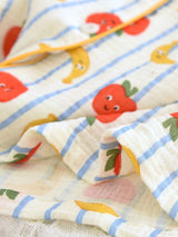 Striped Cartoon Fruits Printed Pajama Set