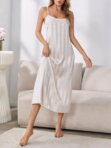 2pcs Striped Satin Nightgown Set