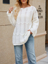 Hollow Out One Shoulder Jacquard Sweater