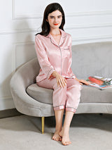 19 Momme Solid Color Long Sleeve Pajama Set