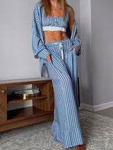 Striped Three Pieces Pants Set