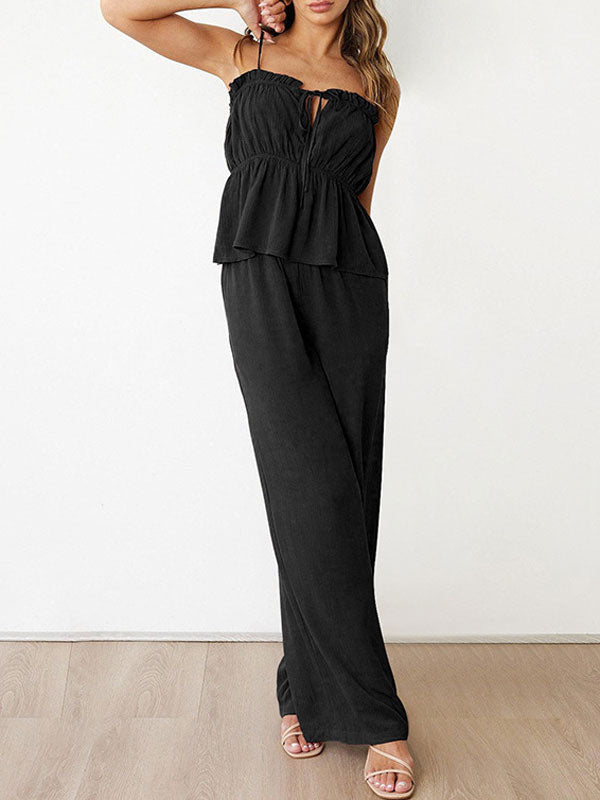 Pleated Cami Top & Long Pants Set