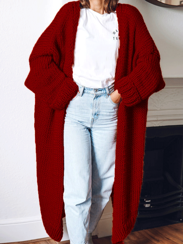 Solid Color Cable Knit Cardigans