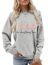 Christmas Tree Print Crew Neck Hoodies