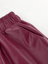 Burgundy Leather Maxi Skirt