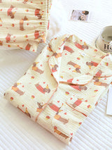 Cotton Dachshund Dog Long Sleeve Pajamas Set