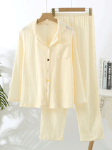 Cotton Long Sleeve Solid Color Pajama Set