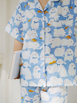 Rabbits Printed Short Sleeve Pajama Set