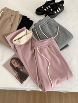 Fleece Lined Solid Color Casual Pants