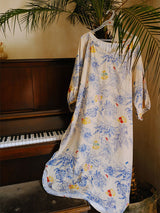 Vintage Floral Printed Long Nightgown