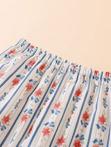 Floral Stripe Cotton Pajama Set