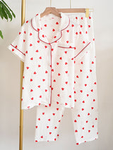 Hearts Printed Cotton Pajama Set