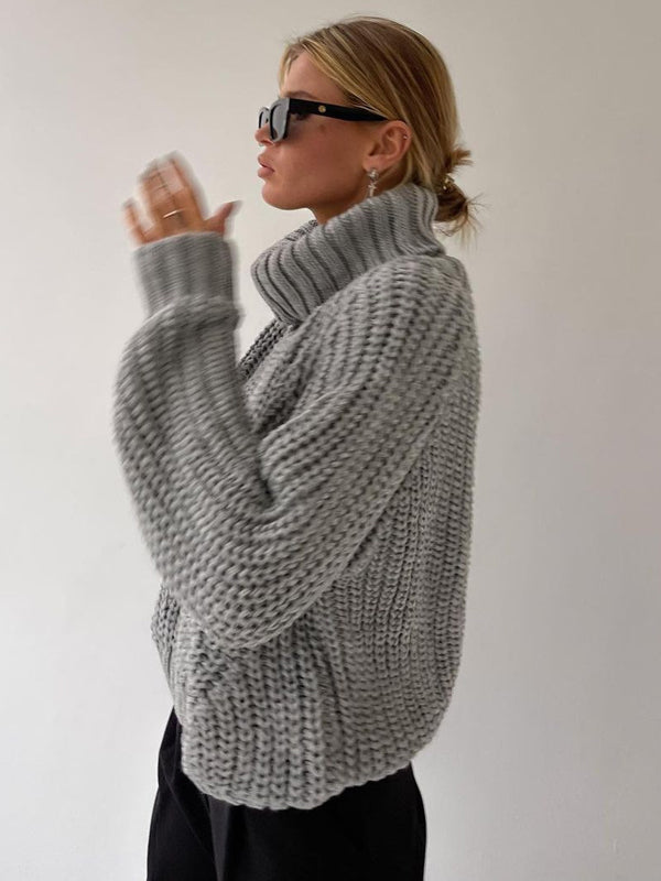Turtleneck Solid Color Loose Sweaters