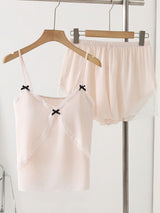 Lace Trim Bow Camisole and Shorts Pajama Set