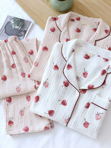 Cherry Printed Long Sleeve Cotton Pajamas