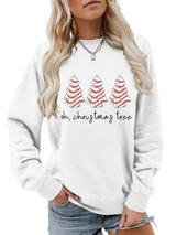 Christmas Tree Print Crew Neck Hoodies