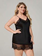 Kafiloe Plus Size Lace Trim Nightgown