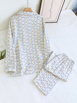 Long Sleeve Teddy Bear Printed Striped Pajamas