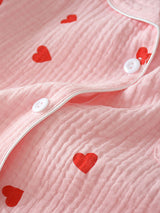 Hearts Printed Cotton Pajama Set