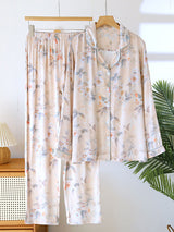 Floral Butterfly Long Sleeve Cotton Pajama Set