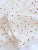 Small Red Floral Ruffled Collar Pajama Set