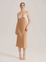 Kafiloe Silky Lace Trim Satin Nightgown