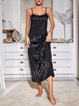 2pcs Striped Satin Nightgown Set