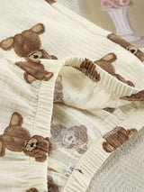 Teddy Bear Printed Short Sleeve Lounge Set