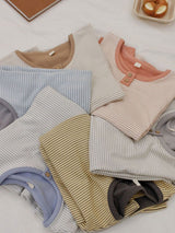 Thermal Velvet Striped Long Sleeve Pajama Set