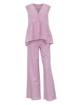 V Neck Sleeveless Vest & Long Pant Set