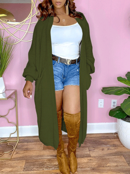 Solid Color Casual Sweater Cardigan