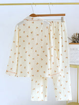 Bear Print Cotton Long Sleeve Pajama Set