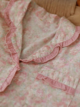 Vintage Ruffled Floral Print Pajama Set