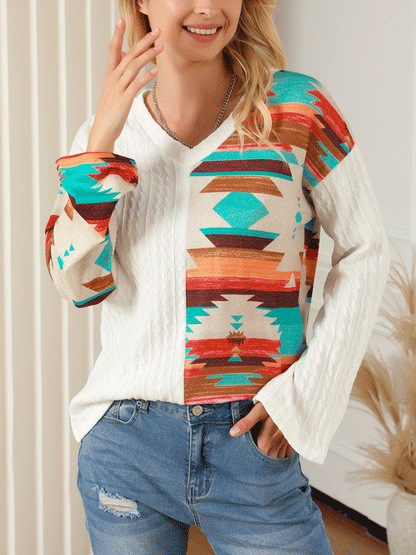 Patch Textured Knit Sweater