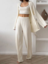 Knit Ruffle Trim 3-Piece Loungewear Set