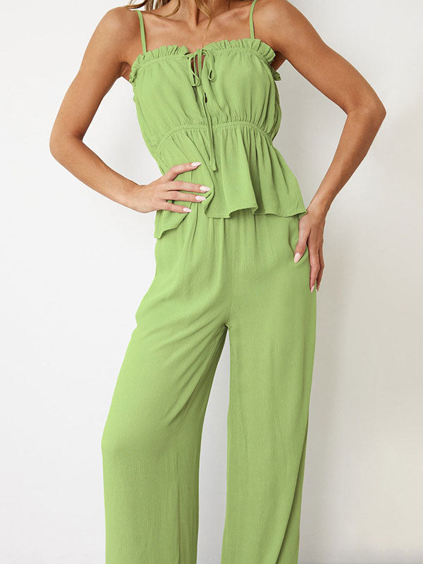 Pleated Cami Top & Long Pants Set