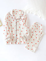 Hearts Printed Cotton Pajama Set