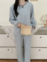 Thermal Velvet Striped Long Sleeve Pajama Set