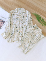 Printed Lapel Long Sleeve Pajama Set