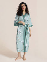 Kafiloe Floral Printed Long Kimono Robe