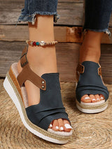 Open Toe Ankle Strap Wedge Sandals