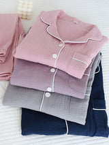 2Pcs Crepe Shirt Couple Pajamas