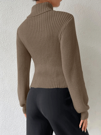 Turtleneck Hollow Out Knitted Sweater