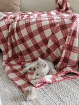 Kafiloe Plaid Sherpa Pom Blanket